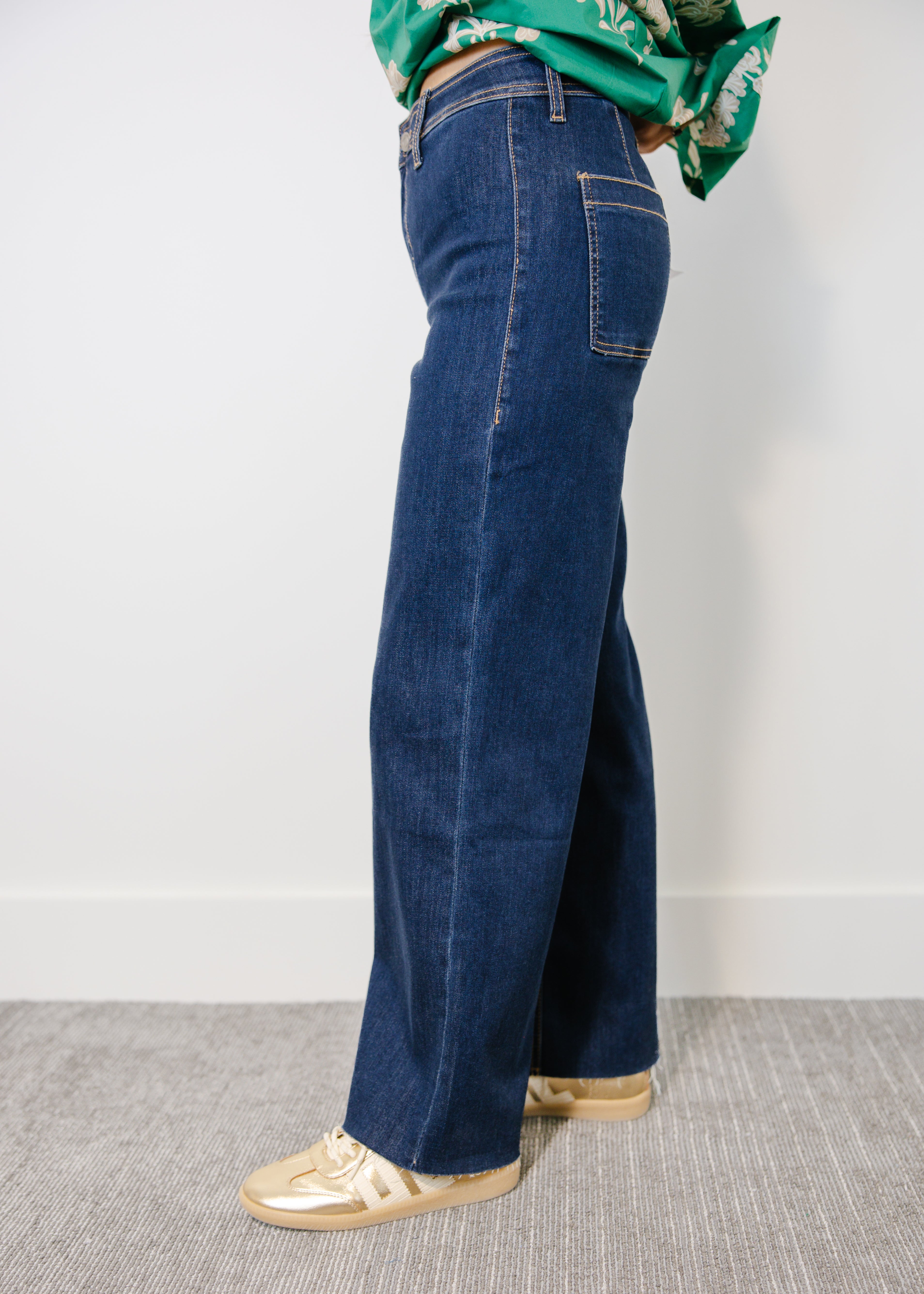 High Rise Raw Hem Jeans