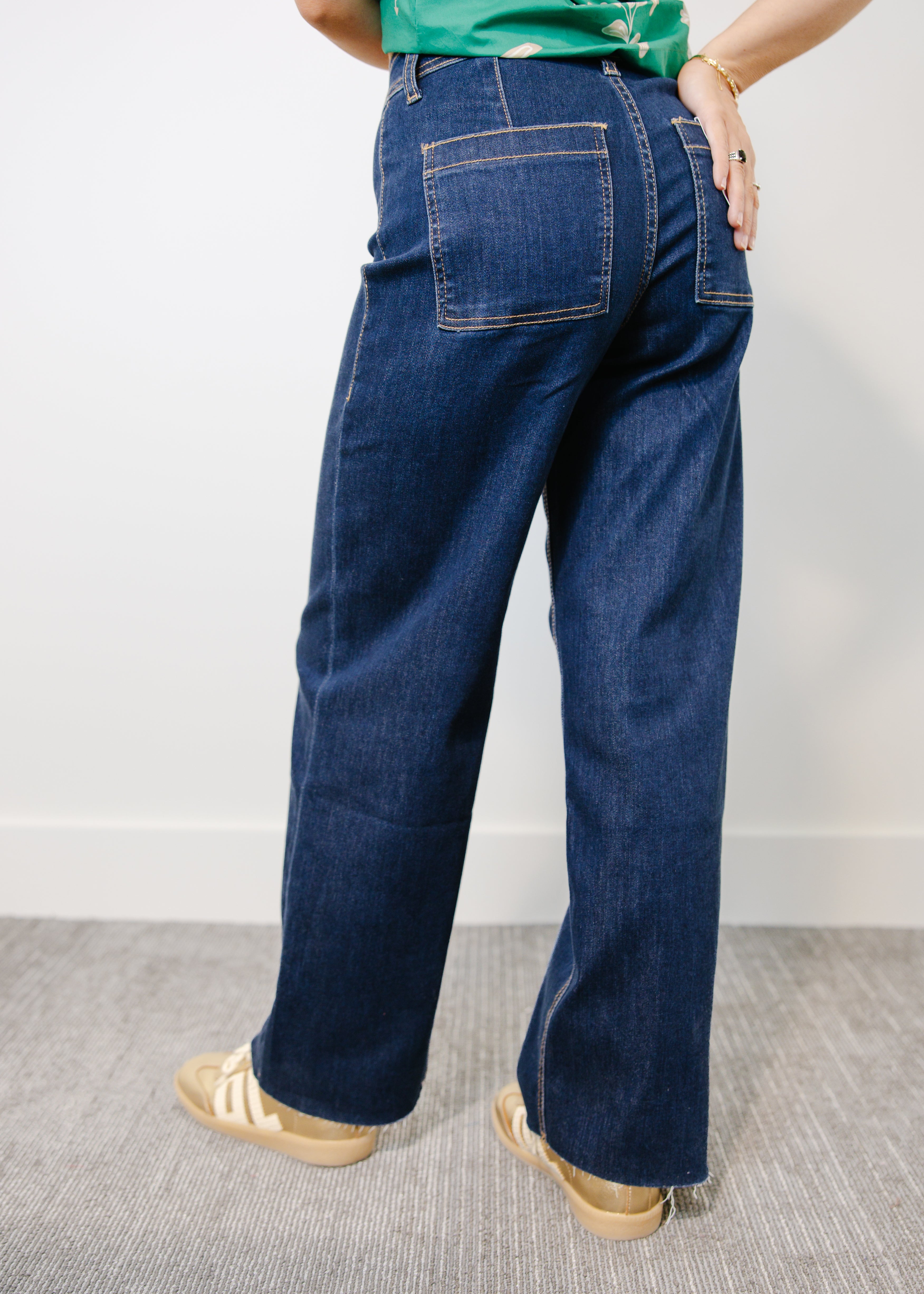 High Rise Raw Hem Jeans