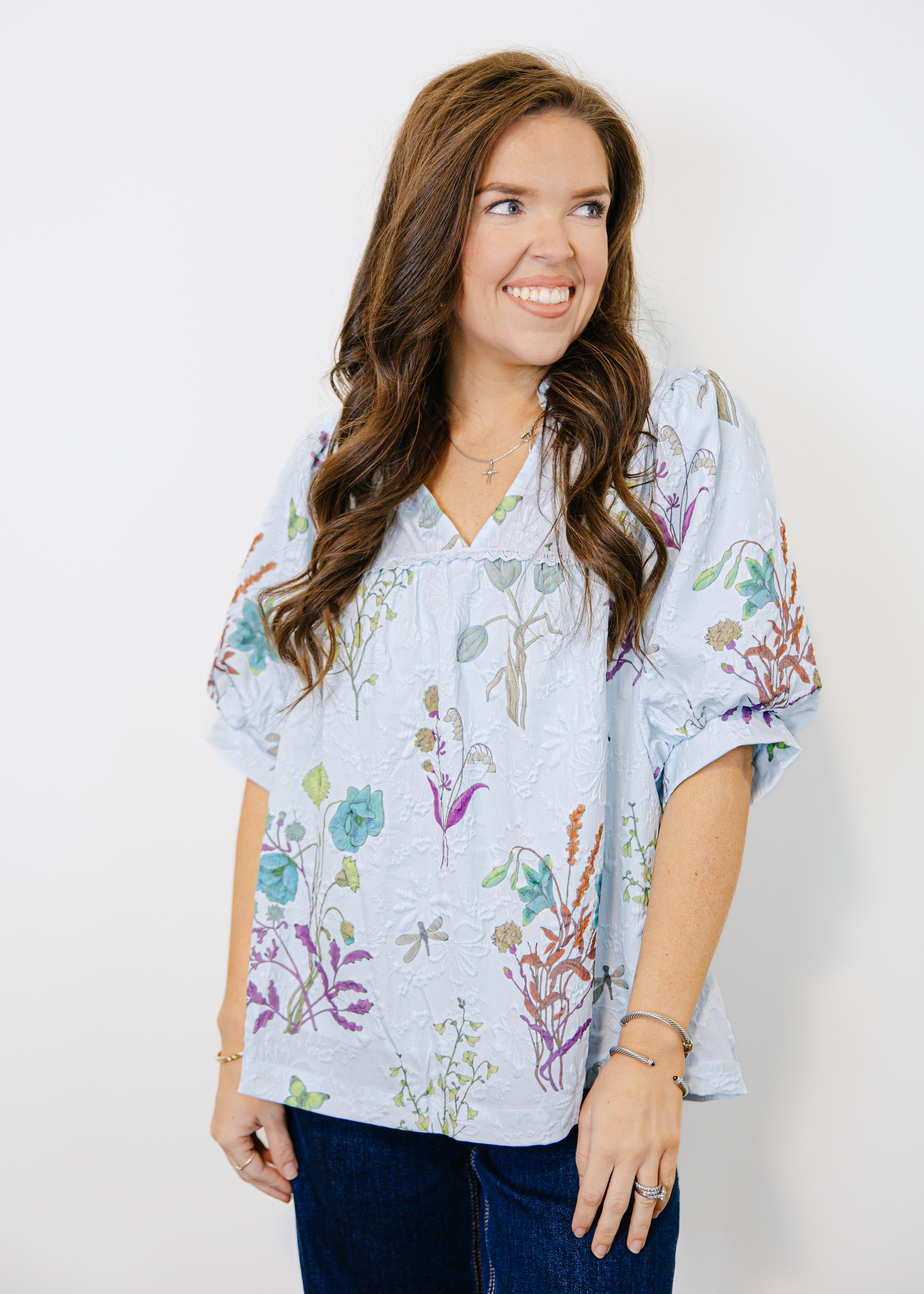 Lizzie Printed Puff Sleeve Top