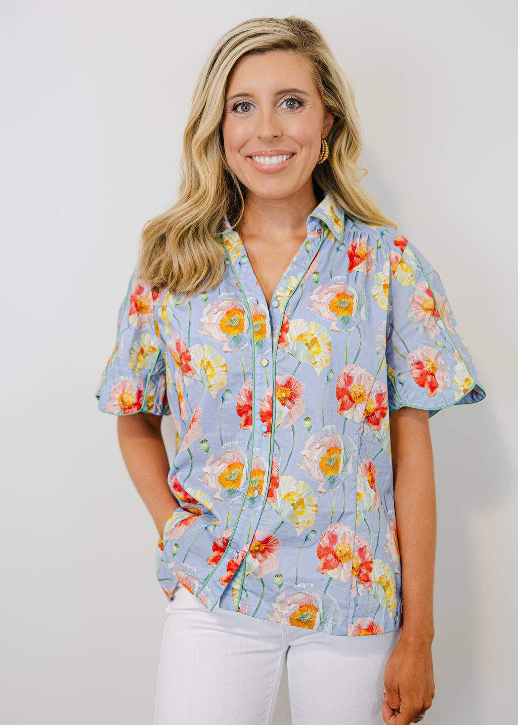 Mia Floral Button-Down Top