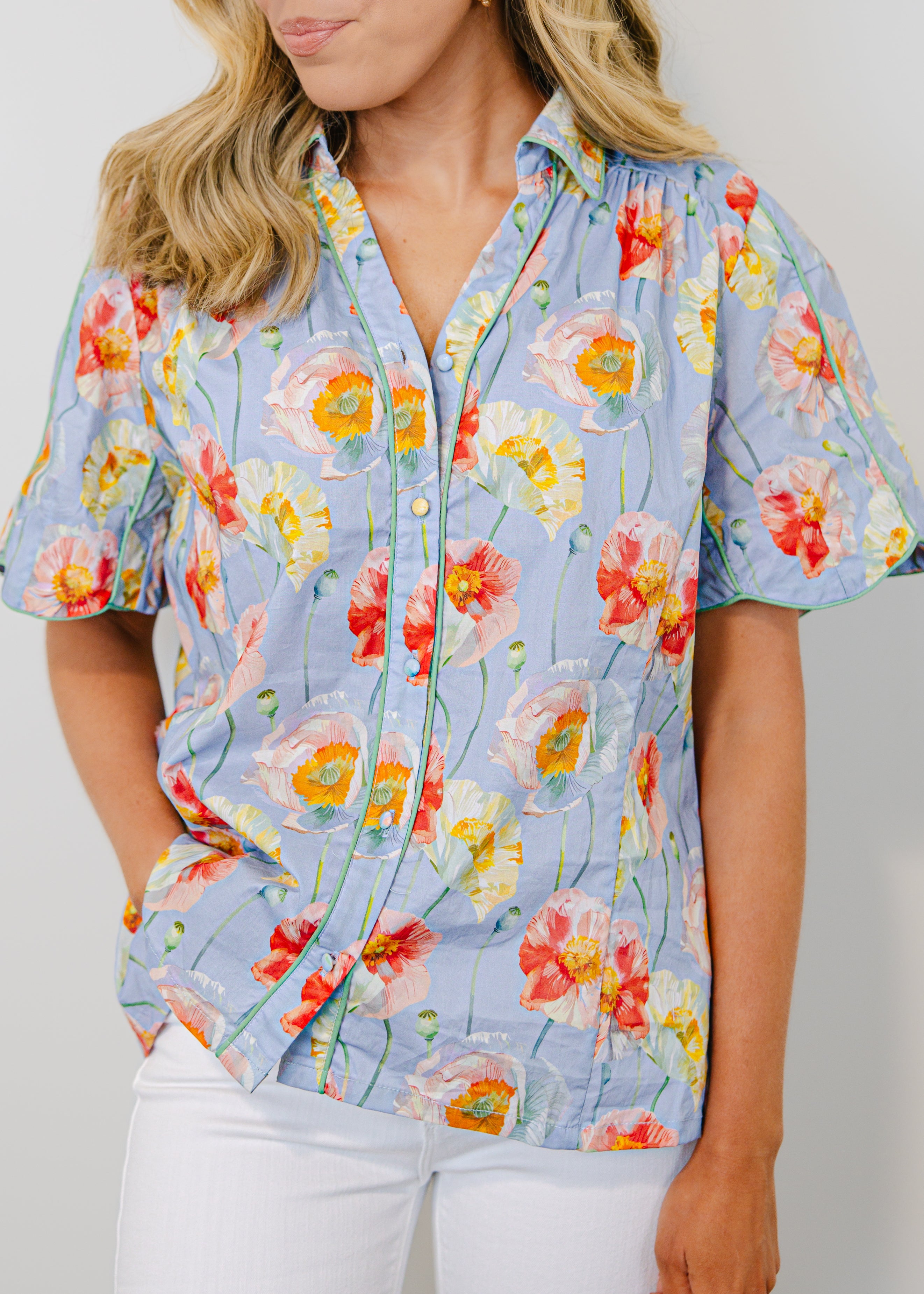 Mia Floral Button-Down Top