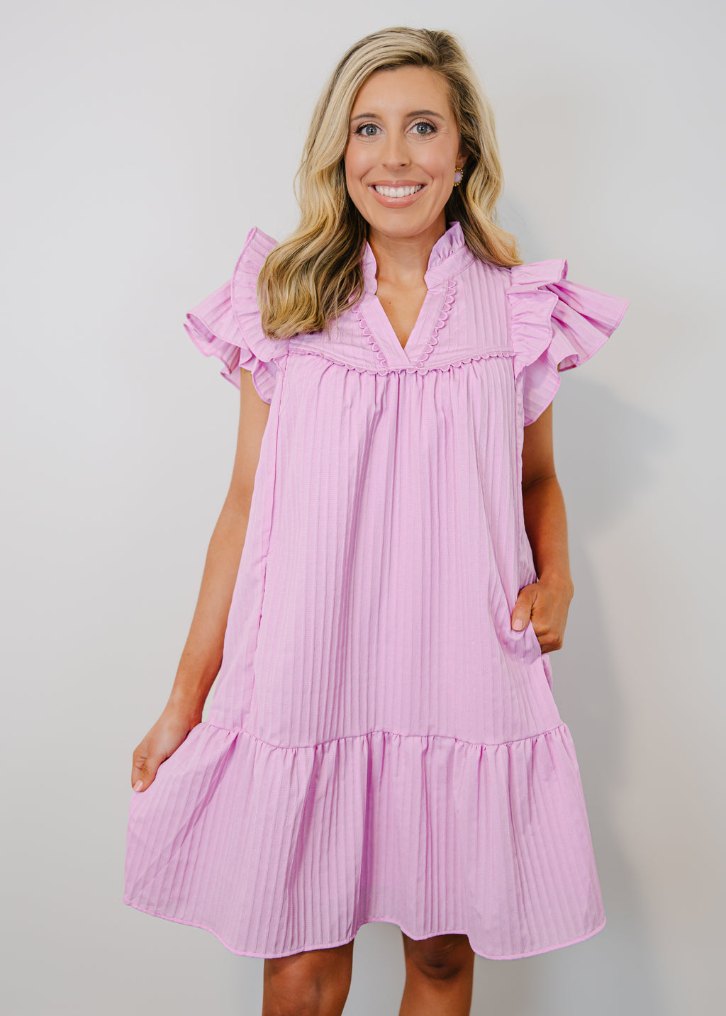 Eliza Flutter Sleeve Mini Dress