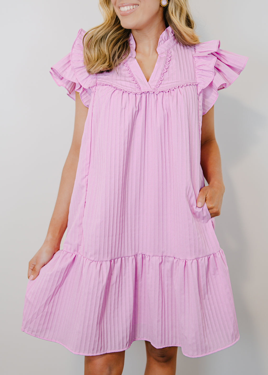 Eliza Flutter Sleeve Mini Dress