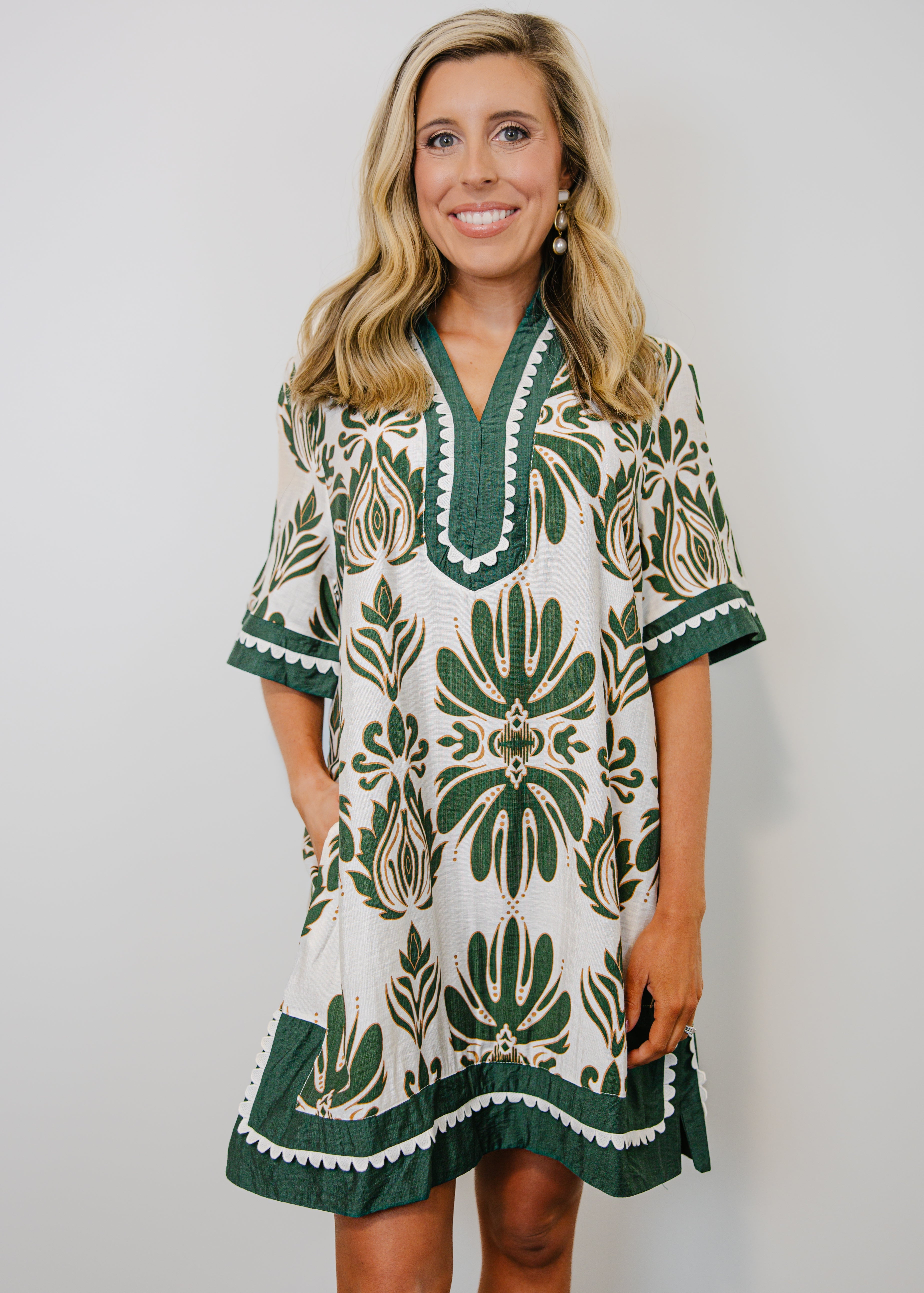 Jolie Contrast Trim Print Dress