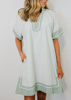 Maisie Striped Mixed V-Neck Mini Dress