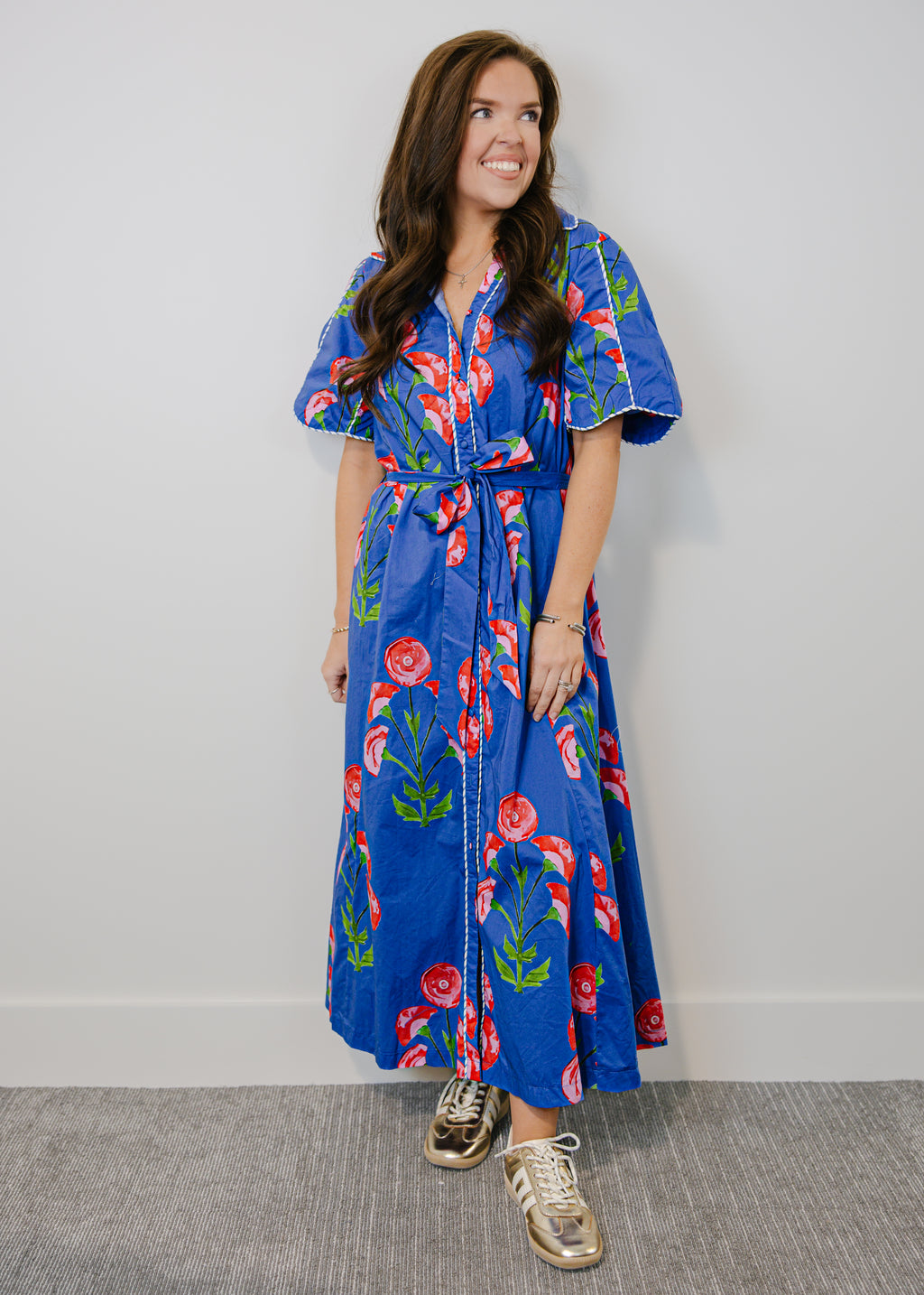 Paloma Floral Belted Midi Dress
