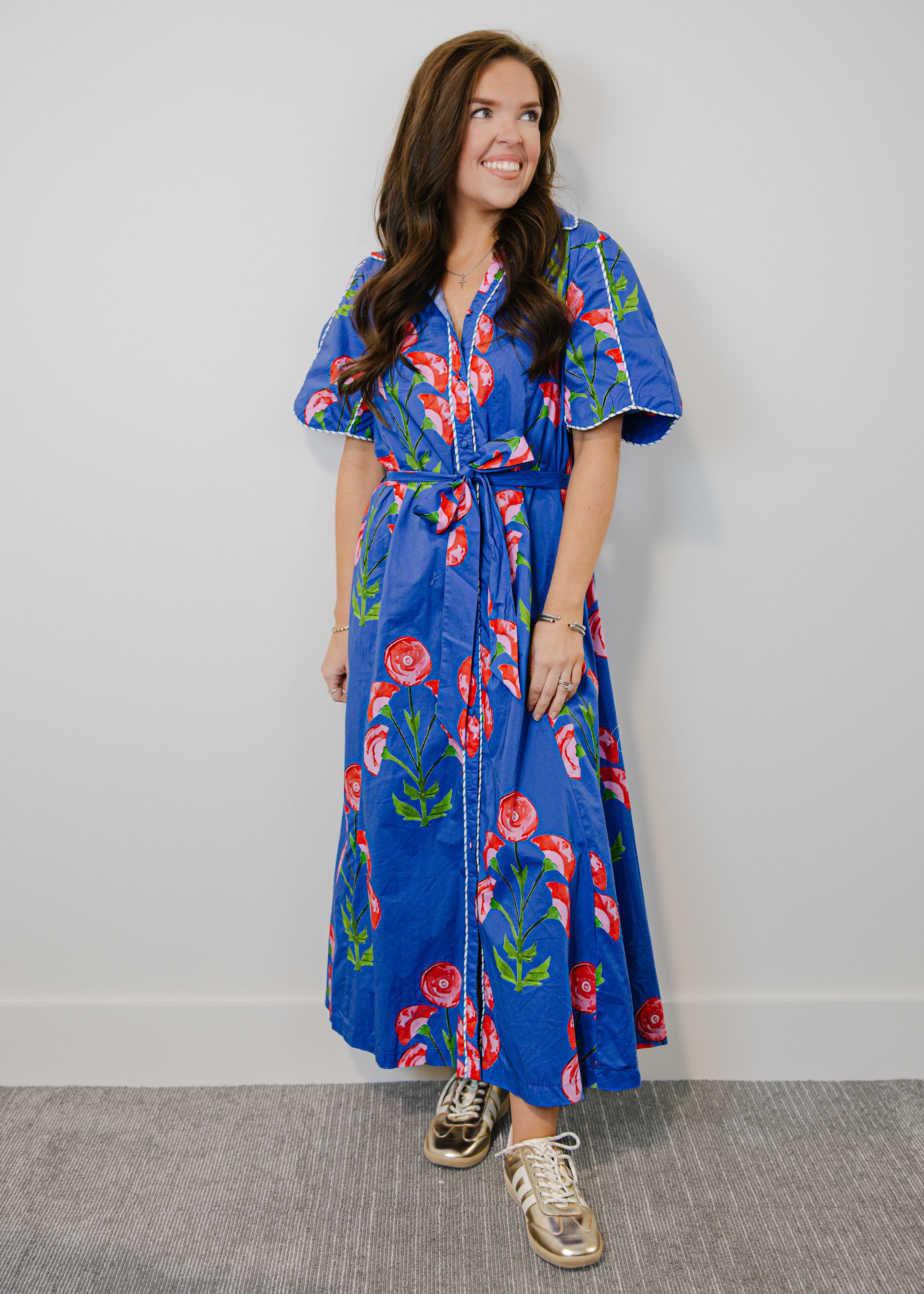 Paloma Floral Belted Midi Dress