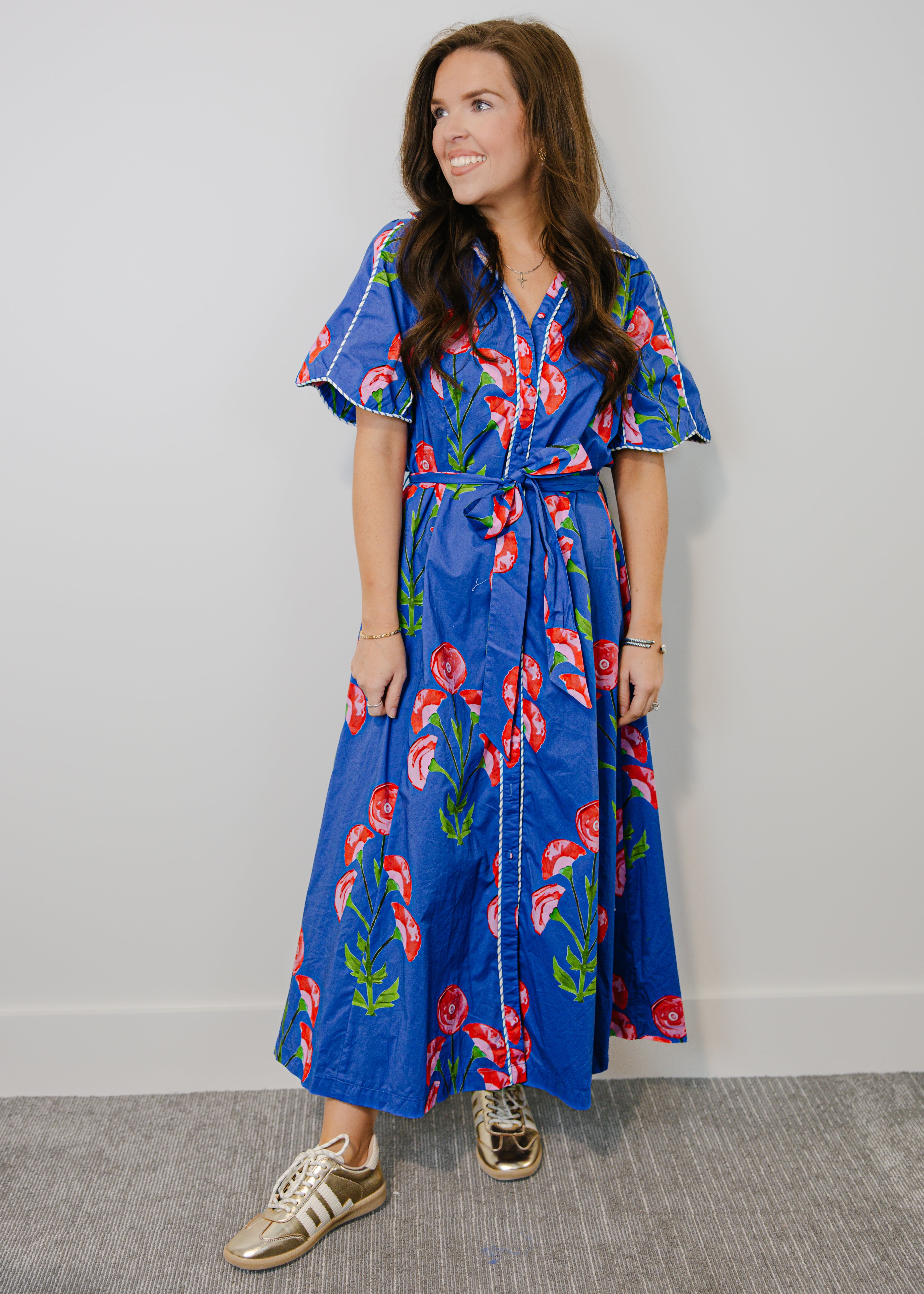 Paloma Floral Belted Midi Dress