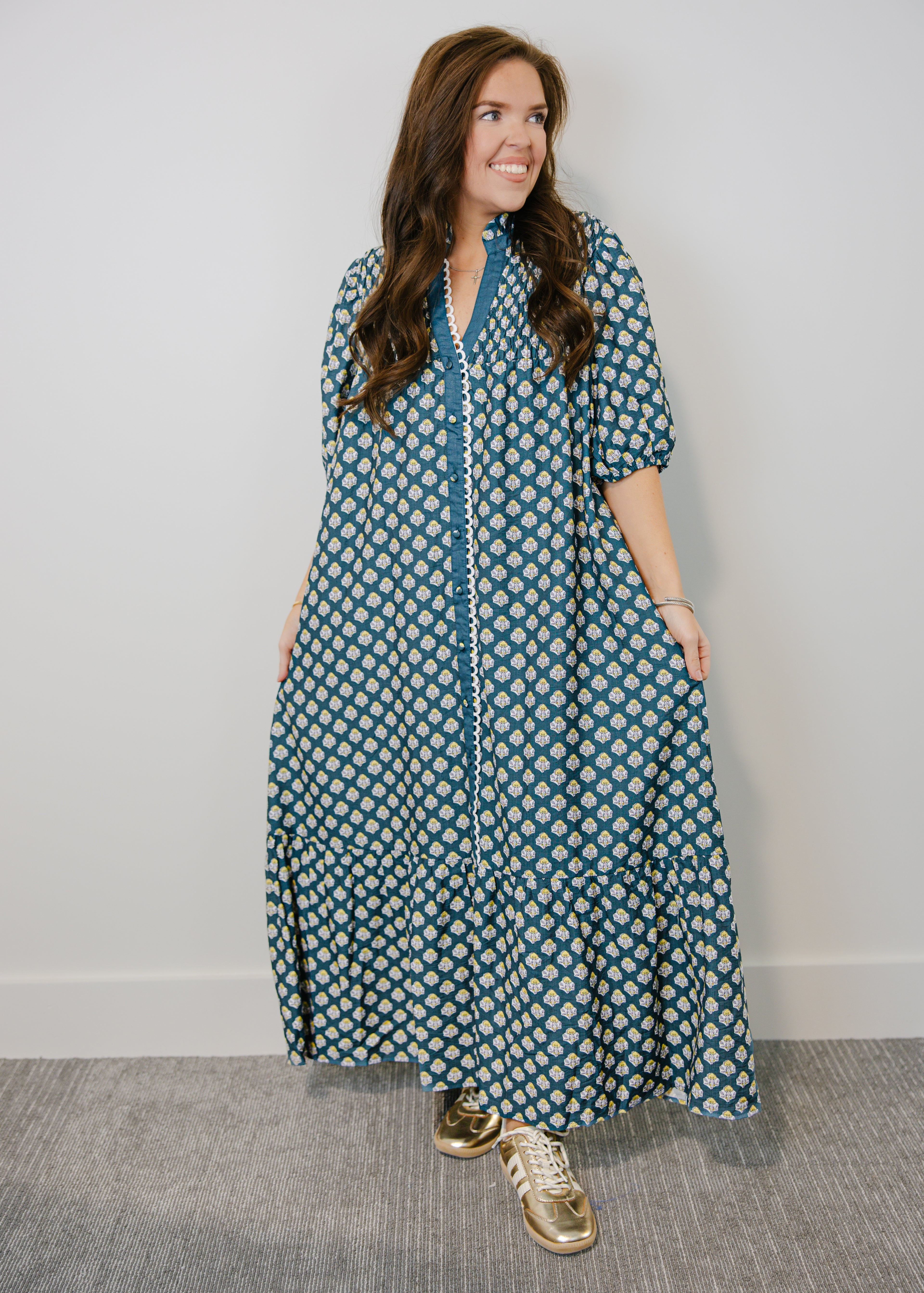 Leila Floral Print Midi Dress