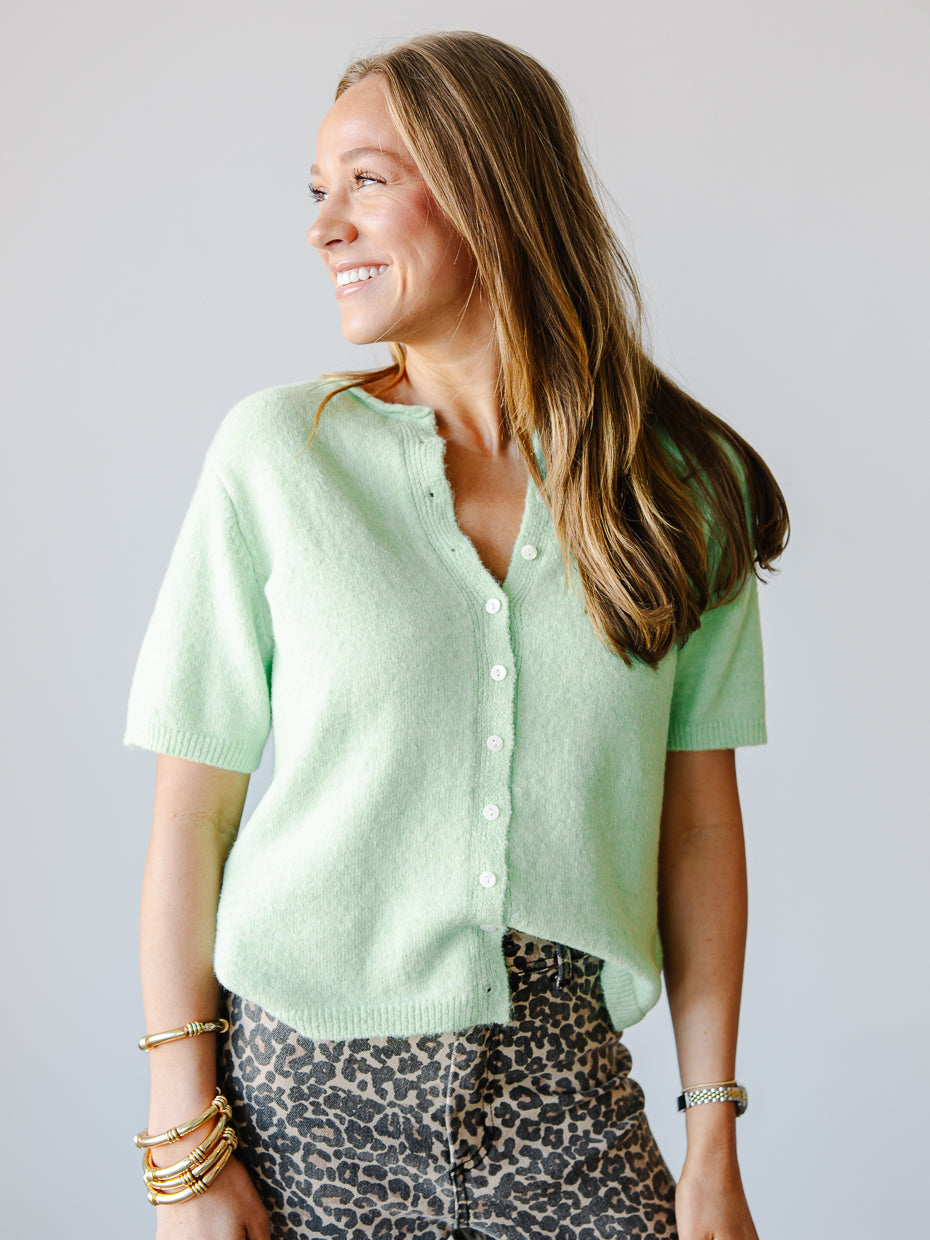 Short Sleeve Button Cardigan