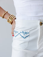 Kaleigh Embroidered Scallop Hem Pants