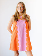 Ellie Scalloped Colorblock Shift Dress