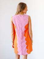 Ellie Scalloped Colorblock Shift Dress