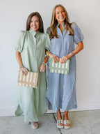 Gingham Short Sleeve Relaxed Midi Dress