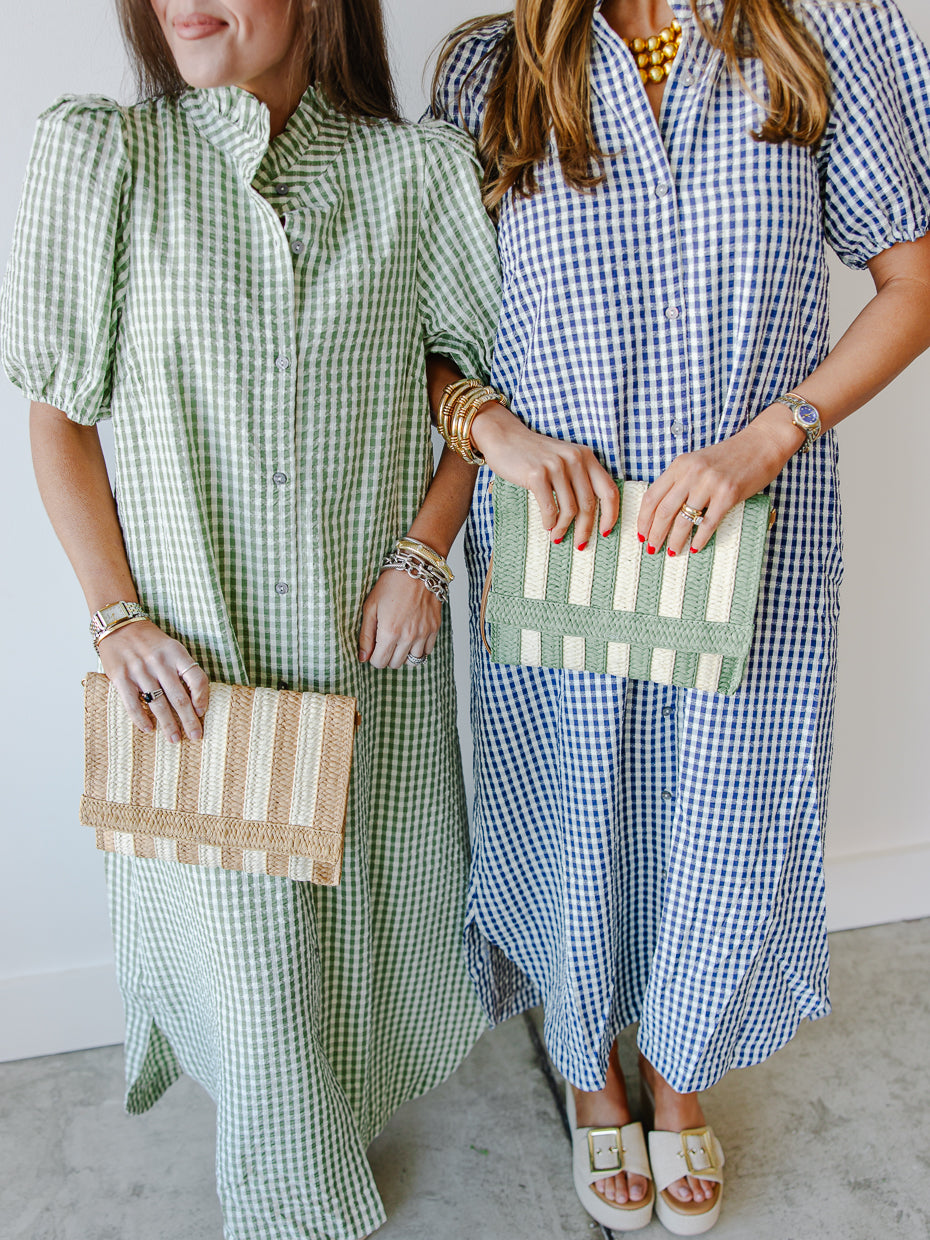 Gingham Short Sleeve Relaxed Midi Dress