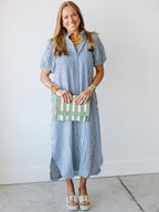 Gingham Short Sleeve Relaxed Midi Dress