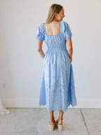 Waverly Smocked Eyelet Midi Dress