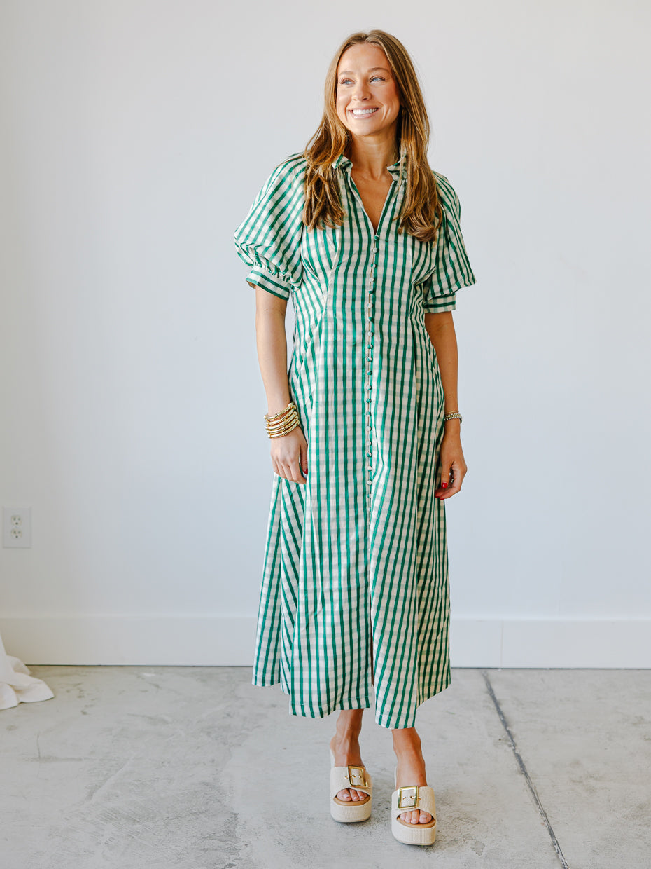 Clara Gingham Check Midi Dress