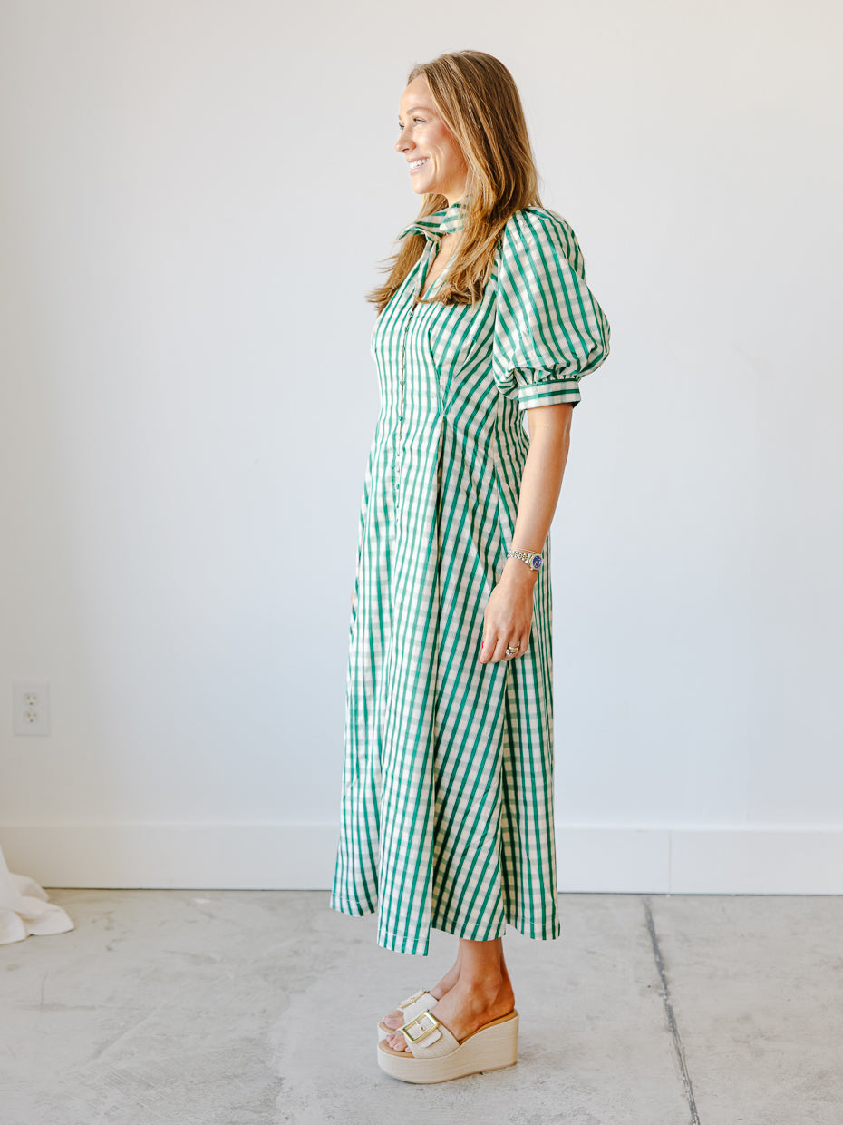 Clara Gingham Check Midi Dress