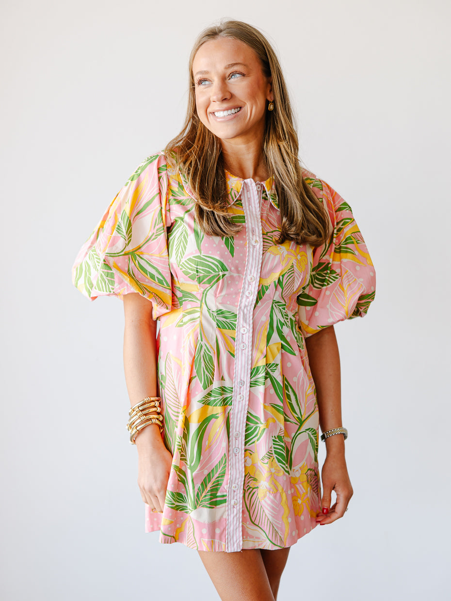 Palms Puff Sleeve Dress
