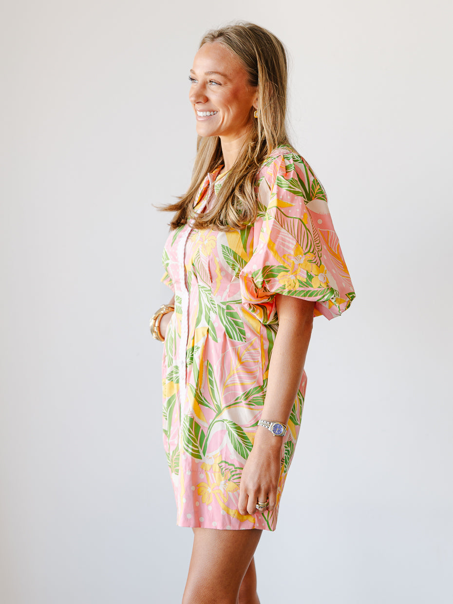 Palms Puff Sleeve Dress