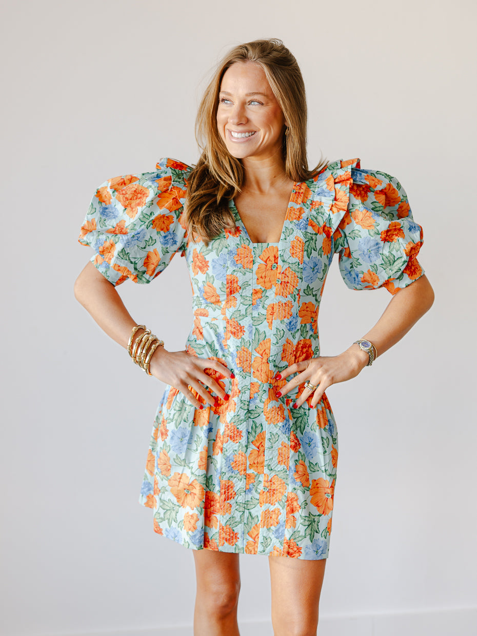 Indigo Floral Mini Dress