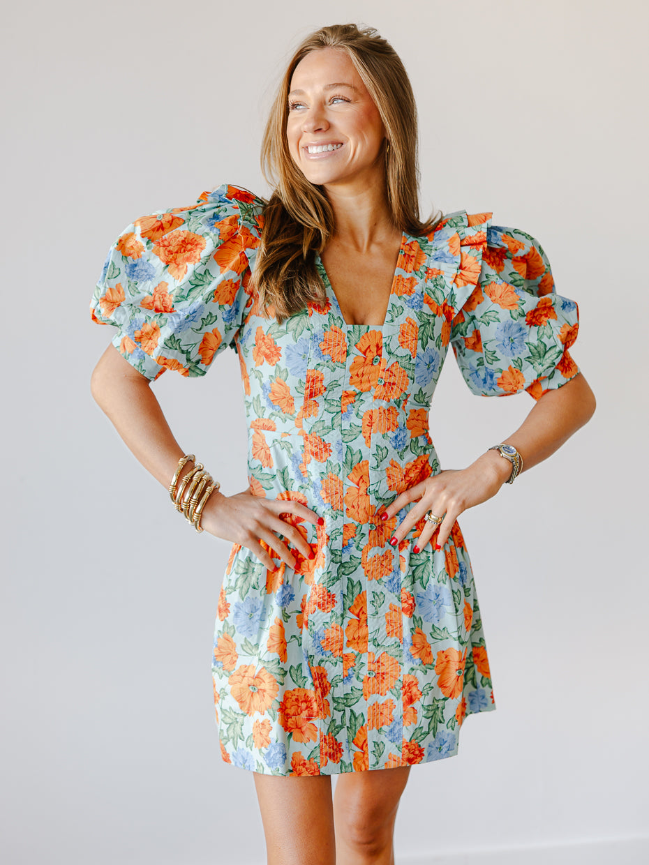 Indigo Floral Mini Dress