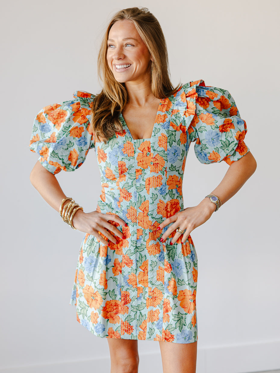 Indigo Floral Mini Dress