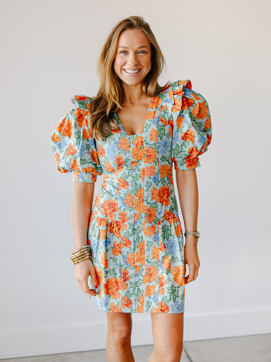 Indigo Floral Mini Dress