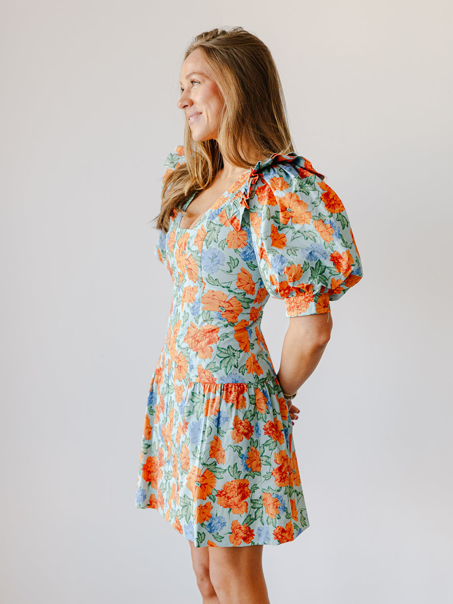 Indigo Floral Mini Dress