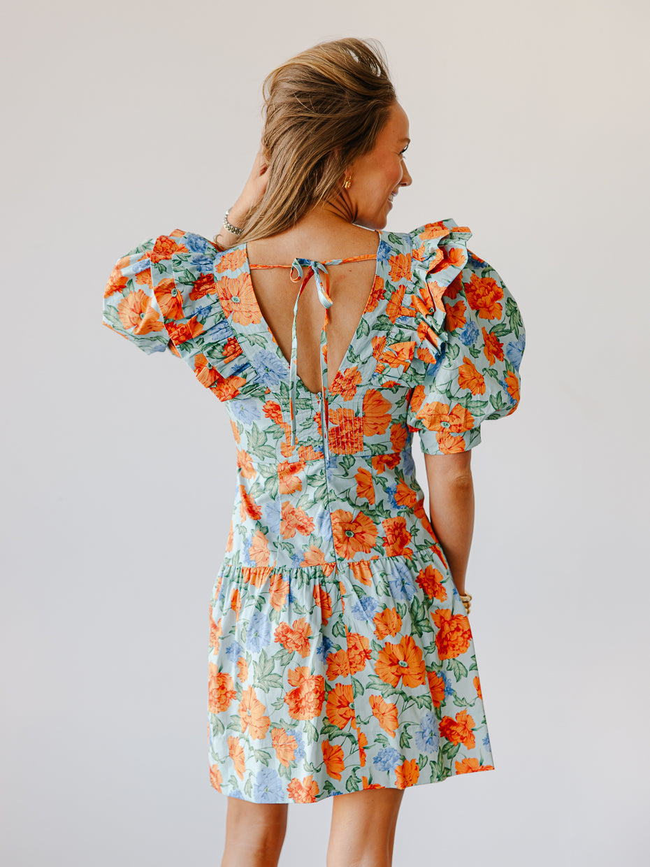 Indigo Floral Mini Dress