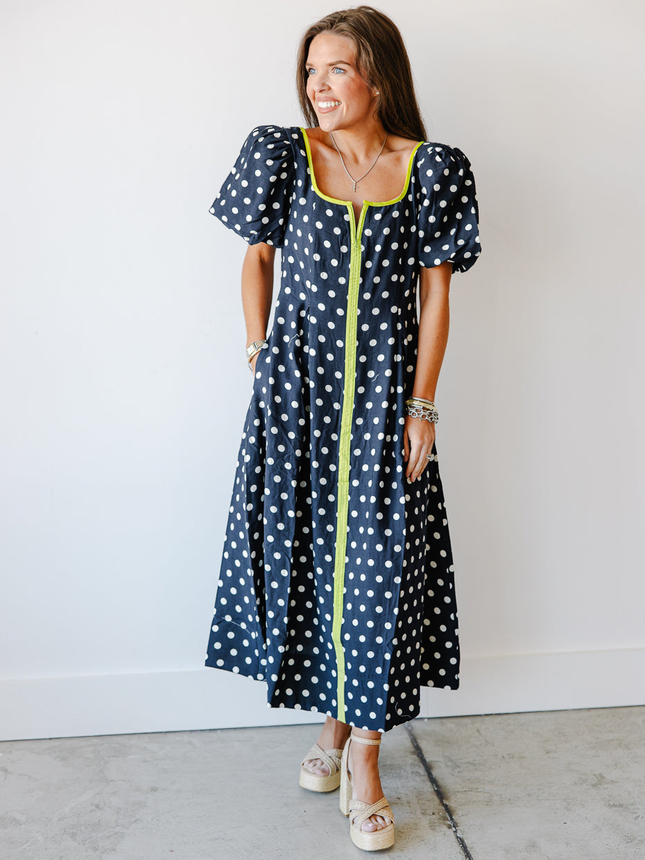 Ayla Polka Dot Midi Dress