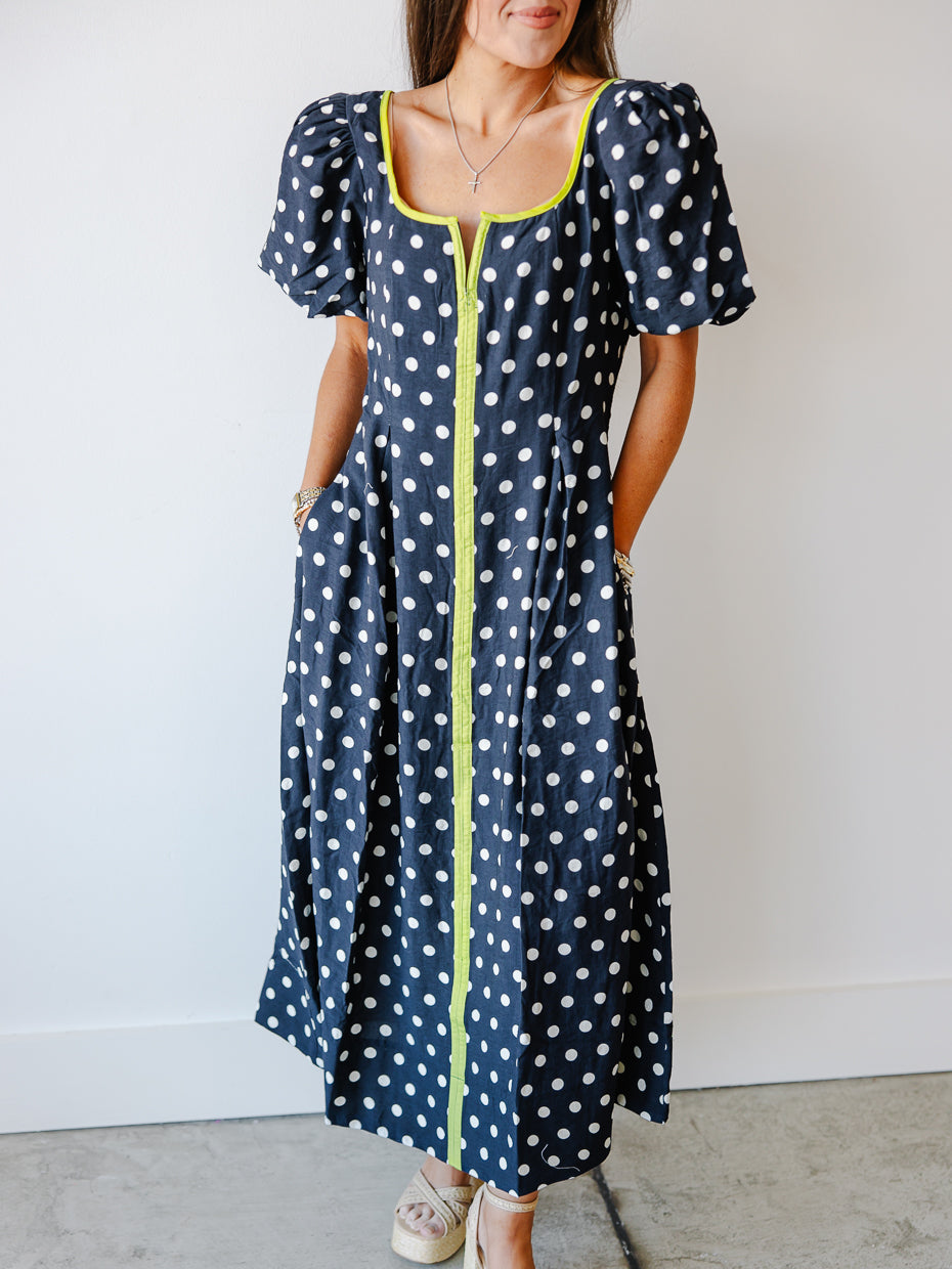 Ayla Polka Dot Midi Dress