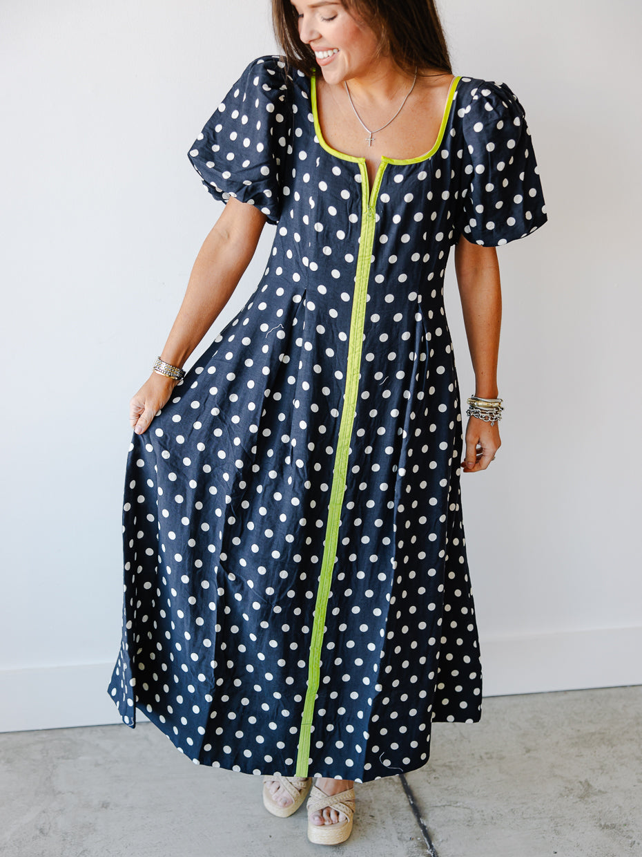 Ayla Polka Dot Midi Dress