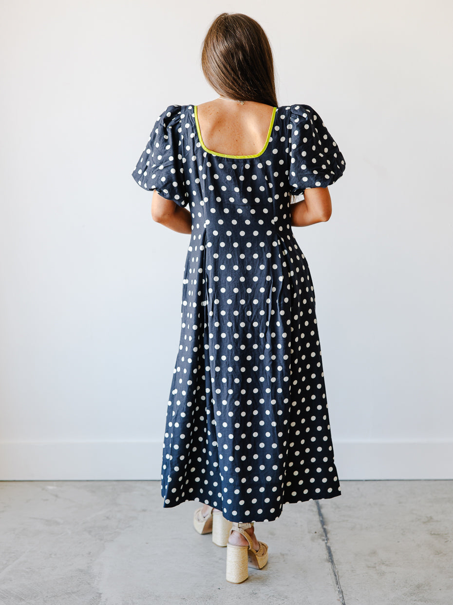 Ayla Polka Dot Midi Dress