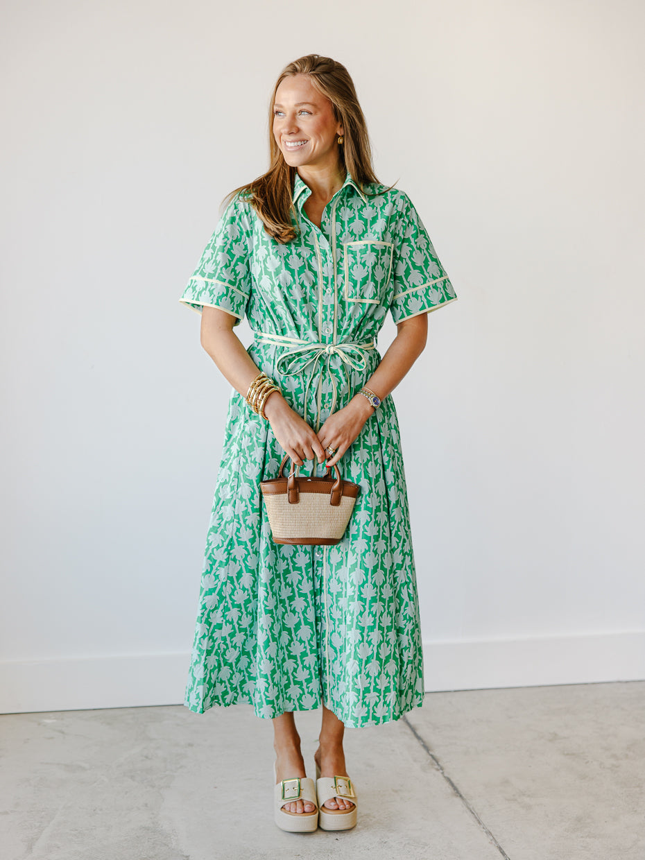 Maeve Belted Shirt Midi Dress