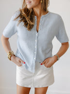 Short Sleeve Button Cardigan
