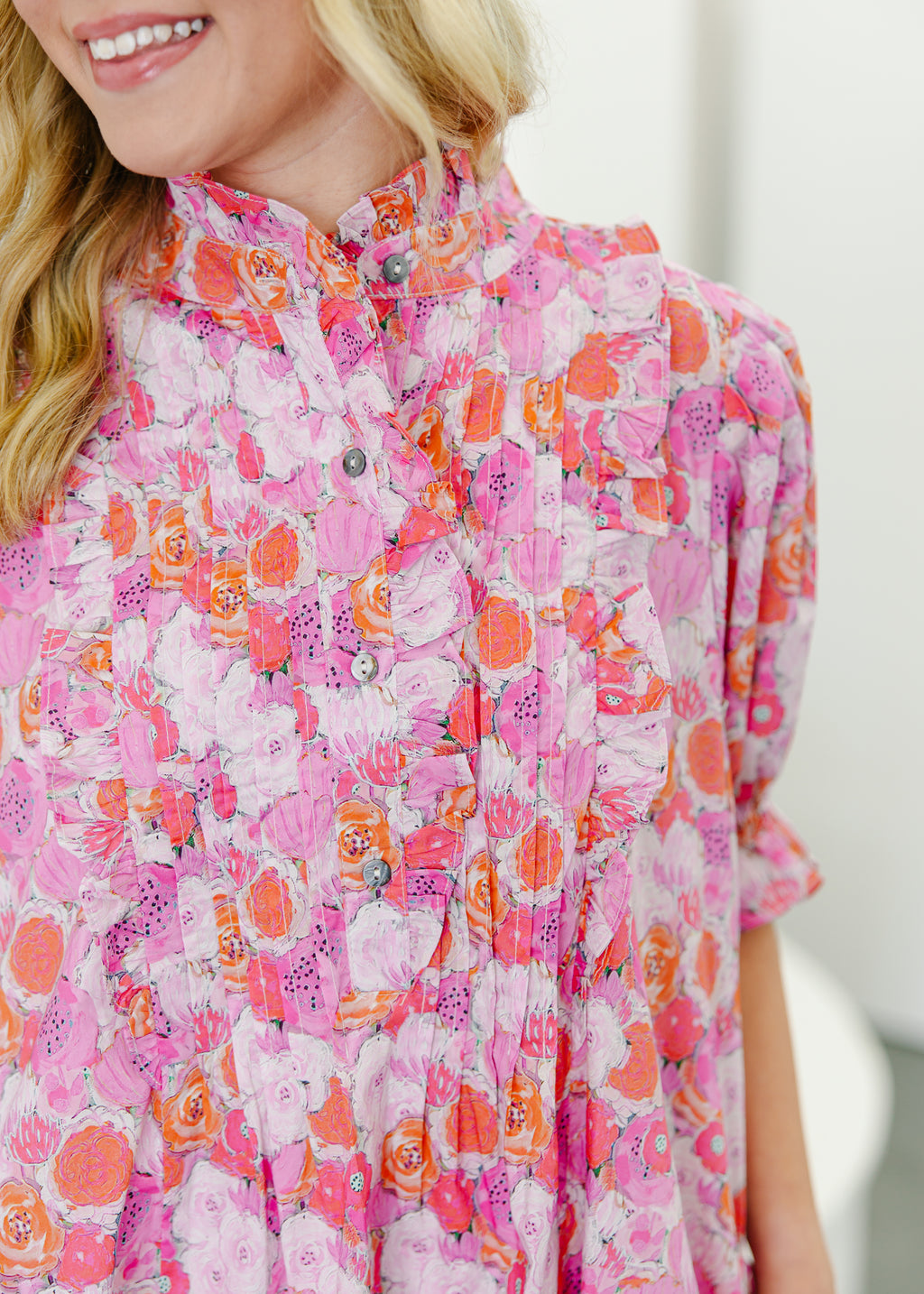 Hazel Ruffle Detail Floral Mini Dress