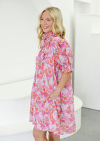 Hazel Ruffle Detail Floral Mini Dress