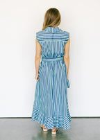 Anika Striped Tie Waist Midi Dress