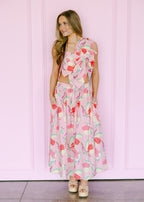 Sofia Knotted Flower Bow Floral Midi Dress