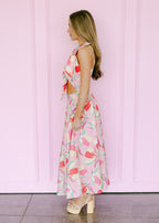 Sofia Knotted Flower Bow Floral Midi Dress