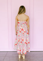 Sofia Knotted Flower Bow Floral Midi Dress