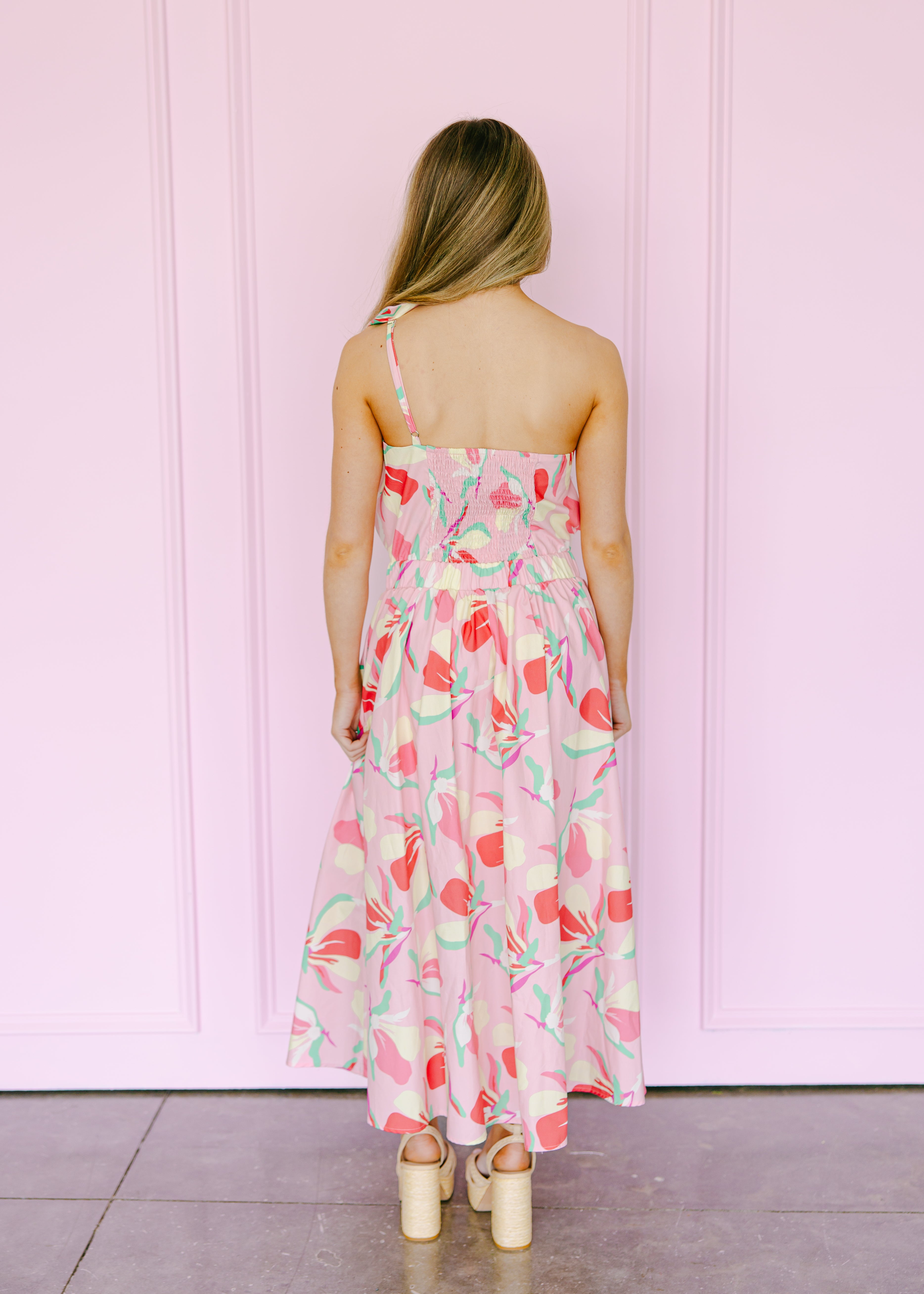 Sofia Knotted Flower Bow Floral Midi Dress