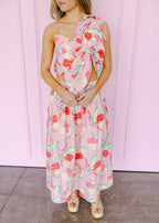 Sofia Knotted Flower Bow Floral Midi Dress