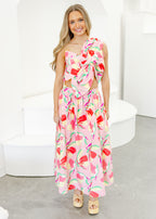 Sofia Knotted Flower Bow Floral Midi Dress