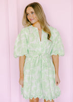 Zara Scallop Lace Puff Mini Dress