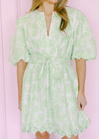 Zara Scallop Lace Puff Mini Dress