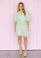 Zara Scallop Lace Puff Mini Dress