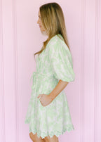 Zara Scallop Lace Puff Mini Dress